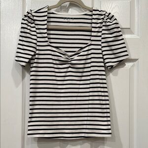 BRAND NEW-LOFT Black and White Striped Women's Top